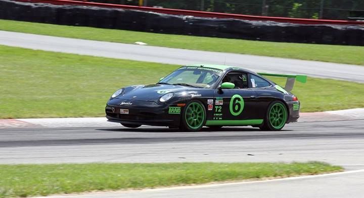 Porsche 996 race car on track